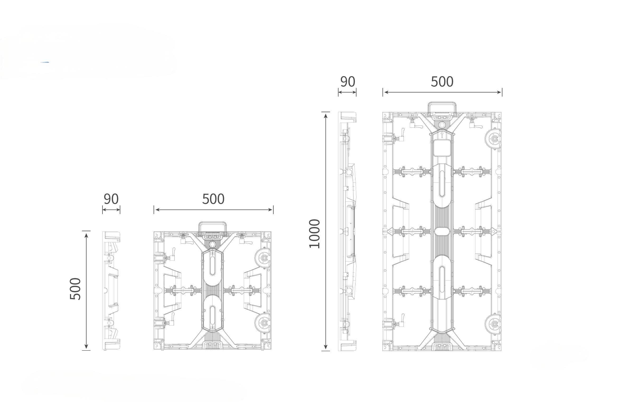 0.5x0.5m P3.91-Y led sizes